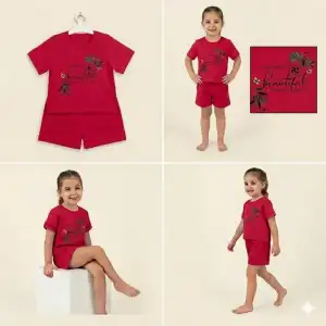 4/12 Yaş Çiçek Baskılı Çocuk Takımı