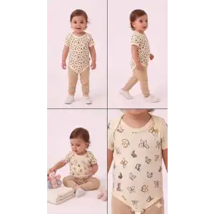 6/18 Ay Baskılı Zıbınlı Penye Bebek Takımı
