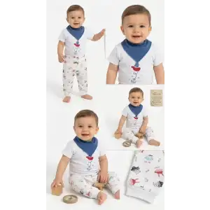 6/18 Ay Fularlı Çıtçıtlı Bady Bebek Takımı