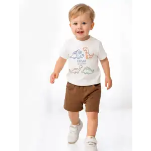 6/24 Ay Dino Baskılı Basic Bebek Takımı