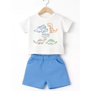 6/24 Ay Dino Baskılı Basic Bebek Takımı