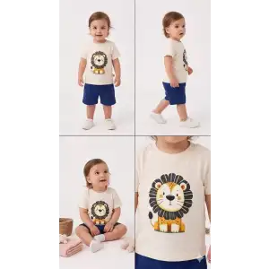 6/24 Ay Keten Şortlu Basic Bebek Takımı