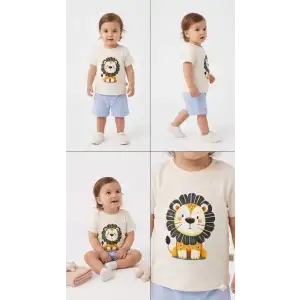 6/24 Ay Keten Şortlu Basic Bebek Takımı