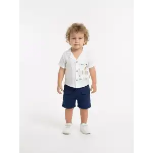 6/24 Ay Müslin Kumaş Gömlek Şort 2li Çocuk Takımı