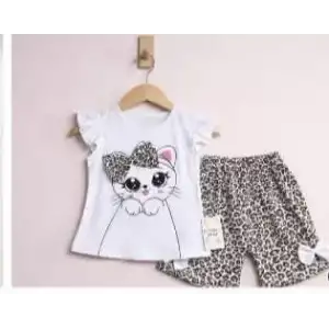 9/24 Ay Leopar Kedi Baskılı Bebek Takımı
