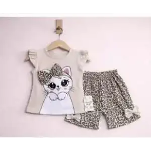 9/24 Ay Leopar Kedi Baskılı Bebek Takımı