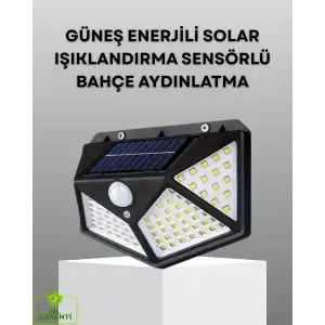 AsilTech 100 LED Solar Lamba Hareket Algılamalı Bahçe Duvar Dış Mekan Aydınlatma