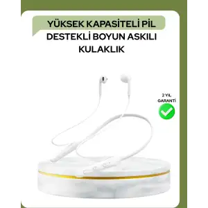 AsilTech 100 Saat Pil Ömrü Boyun Askılı Bluetooth Kablosuz Kulaklık