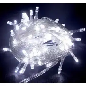 AsilTech 10m 100 Led Boncuk Lamba Beyaz Işık Şeffaf Kablo