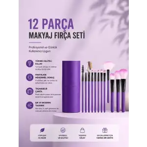 AsilTech 12li Makyaj Fırça Seti Yumuşak Kıllı Profesyonel Kullanıma Uygun