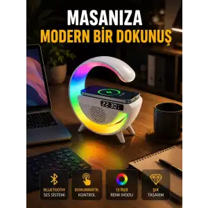 AsilTech 13 Renk Seçenekli Kablosuz Şarj Cihazlı LED Lamba