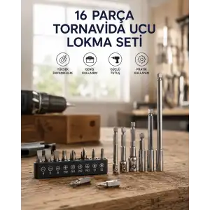 AsilTech 16 Parça Bits, Adaptör Ve Tornavida Ucu Seti