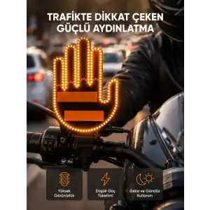 AsilTech 176 LED’li Amber Trafik Uyumlu Sinyal Işığı – El Hareketiyle Kontrol