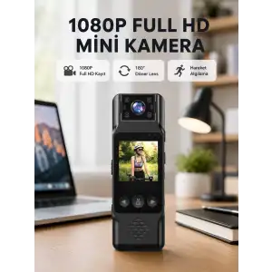 AsilTech 180 Derece Dönebilen Mini Kamera Full HD TFT Ekran Hareket Sensörlü (Kopya)