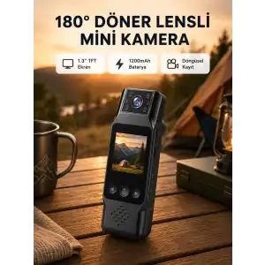 AsilTech 180° Döner Lensli Mini Kamera 1080P Full HD Hareket Algılama 1200mAh