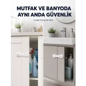 AsilTech 2li Dolap ve Çekmece Güvenlik Kilidi Seti