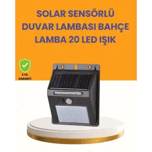 AsilTech 20 LED Güneş Enerjili Hareket Sensörlü Dış Mekan Duvar Lambası