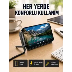 AsilTech 240W Type-C to Type-C Katlanabilir Standlı Hızlı Şarj Kablosu