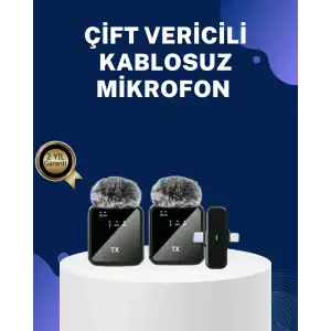 AsilTech 2in1 Kablosuz Yaka Mikrofonu iOS ve Android Uyumlu