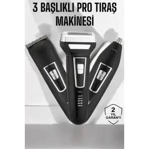AsilTech 3 Başlıklı Profesyonel Tıraş Makinesi