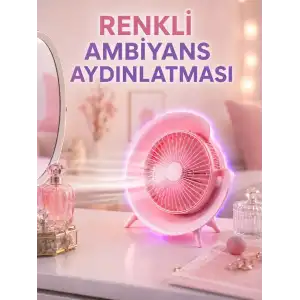 AsilTech 3 Hız Ayarlı USB Şarjlı RGB Masa Fanı