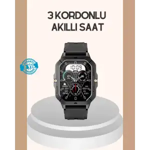 AsilTech 3 Kordonlu Akıllı Saat Uzun Pil Süreli