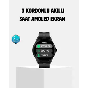 AsilTech 3 Kordonlu AMOLED Akıllı Saat – Sağlık Takipli