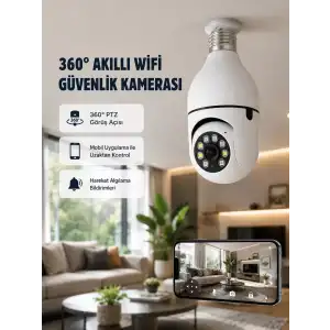 AsilTech 360 Derece Dönebilen Akıllı Duylu Kamera – PTZ, Uzaktan Kontrol, Hareket Algılama