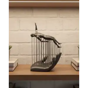 AsilTech 3D El Formlu İnsan Figürü Gri Soyut Tasarım Dekoratif Biblo