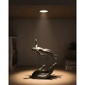 AsilTech 3D El Üzerinde İnsan Figürü Gri Minimal Masa Üstü Dekor