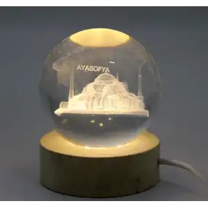 AsilTech 3D İstanbul Temalı Kristal Cam Küre Led Lamba Model 2