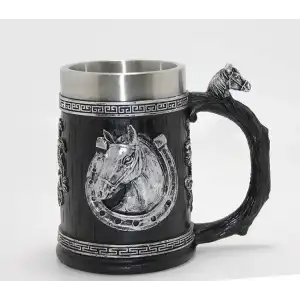 AsilTech 3D Kabartmalı At Büstü Paslanmaz Çelik Kupa Bardak