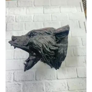 AsilTech 3D Siyah Ayı Başı Duvar Dekoru Modern Asılabilir Heykel 25x19 cm