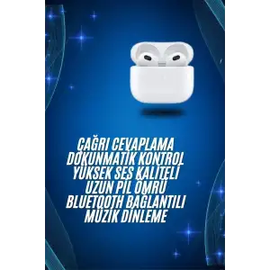 AsilTech 3.Nesil İOS Android Uyumlu Bluetooth 5.0 Beyaz Çağrı Cevaplama