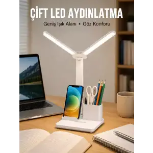 AsilTech 3’ü 1 Arada Çok Amaçlı Masa Lambası | Göz Yormayan Işık, Organizer Tasarım Yeni Nesil