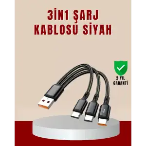 AsilTech 3’ü 1 Arada Hızlı Şarj Kablosu – iOS Android Type-C Uyumlu