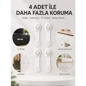 AsilTech 4lü Çocuk Güvenlik Dolap ve Çekmece Kilidi