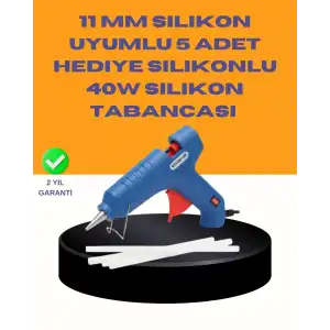 AsilTech 40W Sıcak Mum Silikon Tabancası 5 Silikon Hediyeli Hızlı Yapıştırma