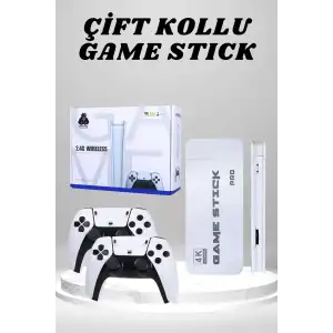 AsilTech 4K HD Görüntü Kaliteli Retro Game Stick 20000 Oyunlu Çift Kollu Beyaz Game Stick
