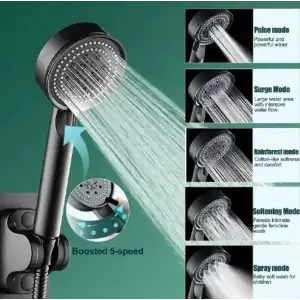 AsilTech 5 Kademeli Duş Başlığı Siyah