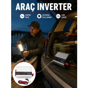 AsilTech 500W Araç İnverter Aküden Priz Dönüştürücü