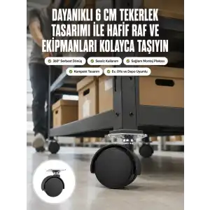 AsilTech 6 cm Döner Kilitsiz Ayak Tek Parça
