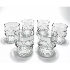 AsilTech 6lı Kurukafa Şeffaf Cam Shot Bardağı Seti 6x5 cm