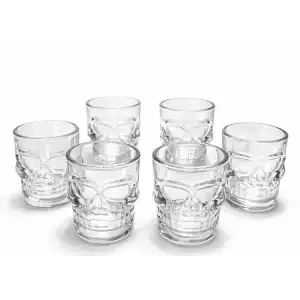 AsilTech 6lı Kurukafa Şeffaf Cam Shot Bardağı Seti 9x8 cm