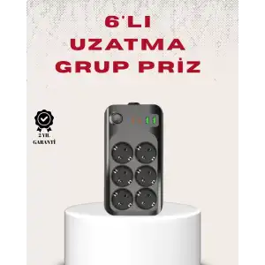 AsilTech 6’lı Grup Priz Termal Korumalı USB Type-C Çoklu Priz 2 Metre Kablo