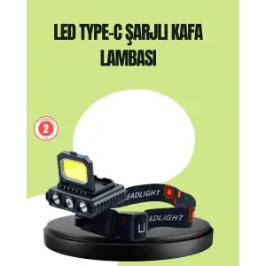 AsilTech 800 Lumen Çok Fonksiyonlu LED Kafa Lambası Type C Şarjlı
