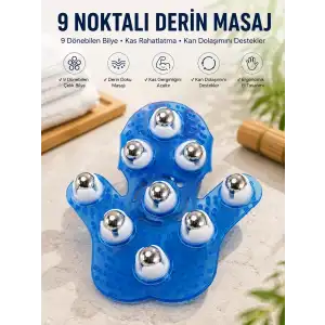 AsilTech 9 Bilyeli El Şeklinde Omuz Bacak Masaj Aleti Masaj Eldiveni Giyilebilir Plastik Vücut Sıkılaştırıcı