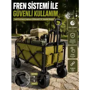 AsilTech 9 CM Kalın Tekerlekli Çok Amaçlı Katlanır Yük Taşıma Arabası