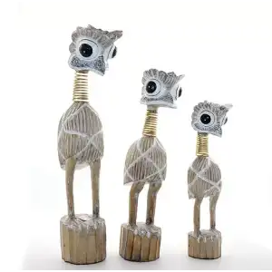 AsilTech Ahşap 3lü Emu Kuşu Seti