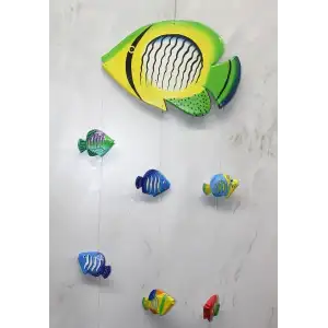 AsilTech Ahşap Balıklı Rüzgar Çanı